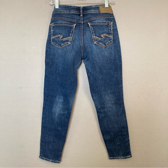 SILVER JEANS CO WOMEN’S SUKI SKINNY CROP JEANS, Sz- W28xL25, BLUE, 5 POCKETS - Picture 2 of 6